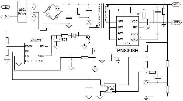 PN8308H同步整流芯片电路图