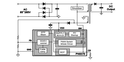 PN8370 电源适配器ic 电路图