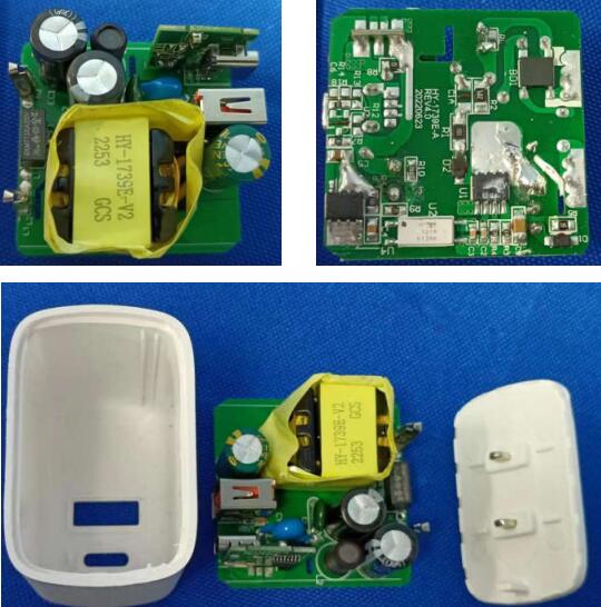 20w双口pd快充方案DEMO实物图