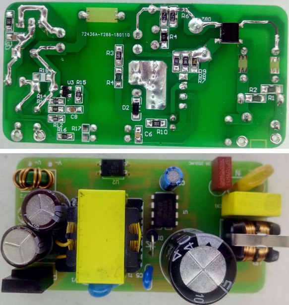 24w适配器电源芯片方案PCB及DEMO实物图