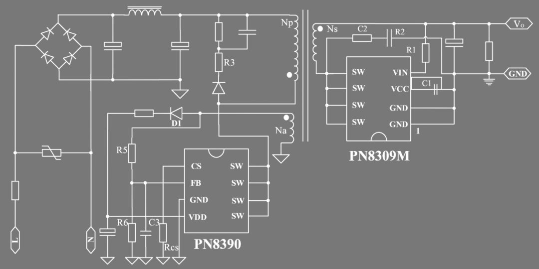 12V2A六级能效电源适配器方案典型电路图